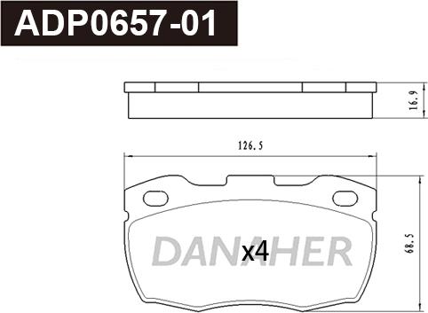 Danaher ADP0657-01 - Комплект спирачно феродо, дискови спирачки vvparts.bg