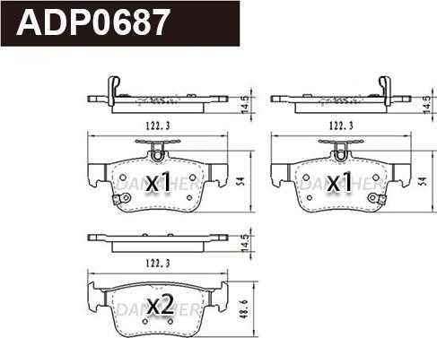 Danaher ADP0687 - Комплект спирачно феродо, дискови спирачки vvparts.bg