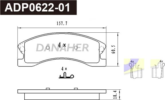 Danaher ADP0622-01 - Комплект спирачно феродо, дискови спирачки vvparts.bg