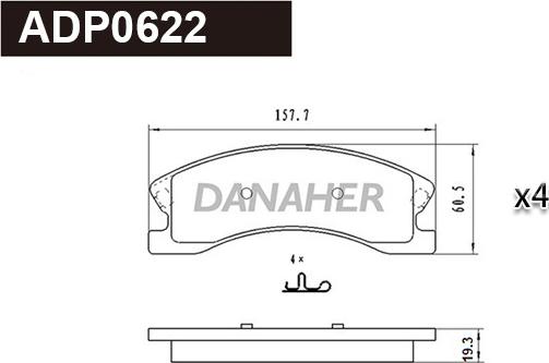 Danaher ADP0622 - Комплект спирачно феродо, дискови спирачки vvparts.bg