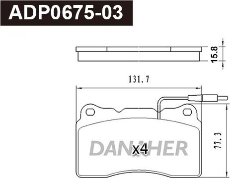 Danaher ADP0675-03 - Комплект спирачно феродо, дискови спирачки vvparts.bg