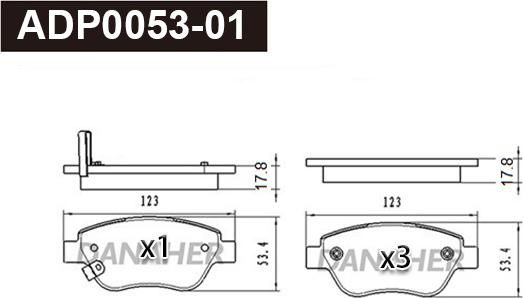 Danaher ADP0053-01 - Комплект спирачно феродо, дискови спирачки vvparts.bg