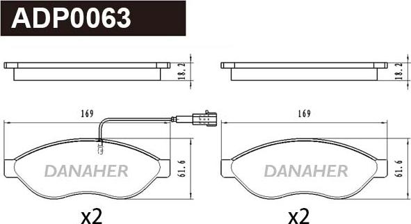 Danaher ADP0063 - Комплект спирачно феродо, дискови спирачки vvparts.bg