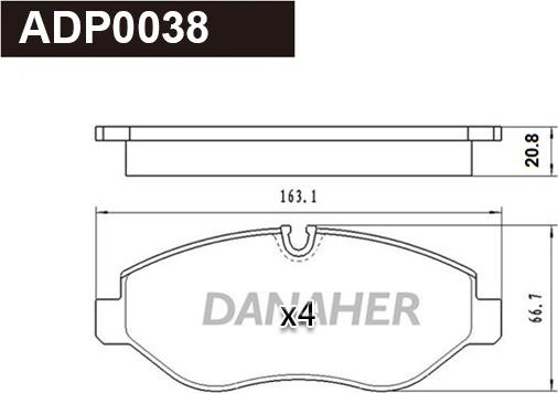 Danaher ADP0038 - Комплект спирачно феродо, дискови спирачки vvparts.bg