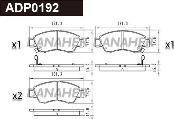 Danaher ADP0192 - Комплект спирачно феродо, дискови спирачки vvparts.bg