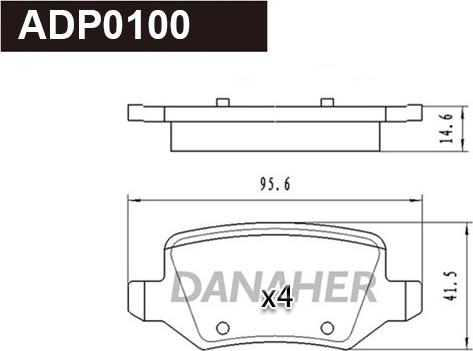 Danaher ADP0100 - Комплект спирачно феродо, дискови спирачки vvparts.bg