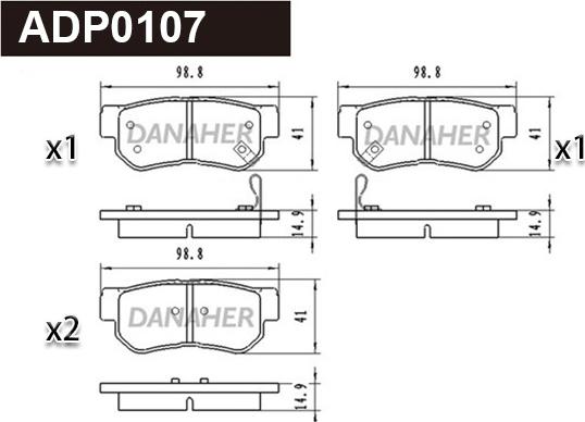Danaher ADP0107 - Комплект спирачно феродо, дискови спирачки vvparts.bg