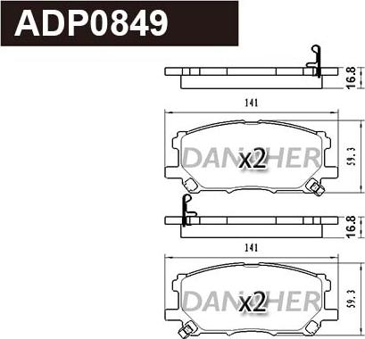 Danaher ADP0849 - Комплект спирачно феродо, дискови спирачки vvparts.bg