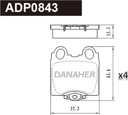 Danaher ADP0843 - Комплект спирачно феродо, дискови спирачки vvparts.bg