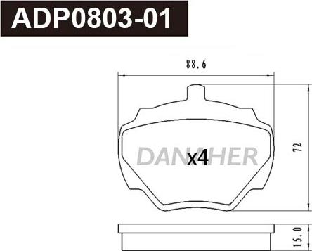 Danaher ADP0803-01 - Комплект спирачно феродо, дискови спирачки vvparts.bg