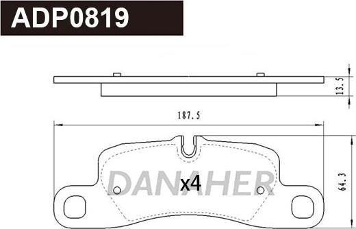 Danaher ADP0819 - Комплект спирачно феродо, дискови спирачки vvparts.bg