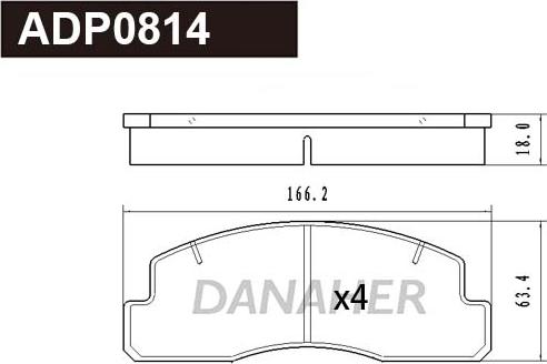 Danaher ADP0814 - Комплект спирачно феродо, дискови спирачки vvparts.bg
