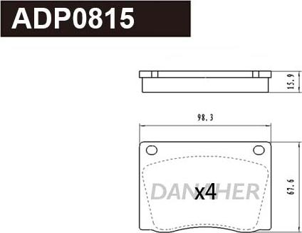 Danaher ADP0815 - Комплект спирачно феродо, дискови спирачки vvparts.bg