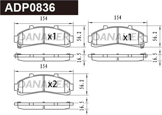Danaher ADP0836 - Комплект спирачно феродо, дискови спирачки vvparts.bg