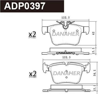 Danaher ADP0397 - Комплект спирачно феродо, дискови спирачки vvparts.bg
