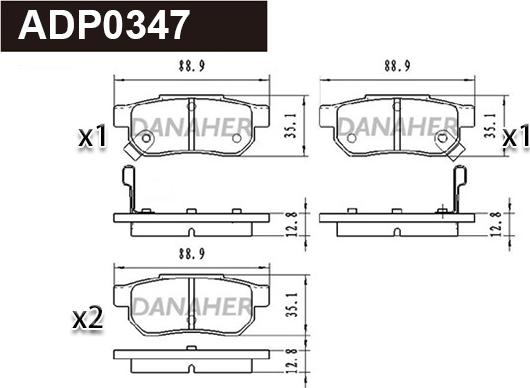 Danaher ADP0347 - Комплект спирачно феродо, дискови спирачки vvparts.bg