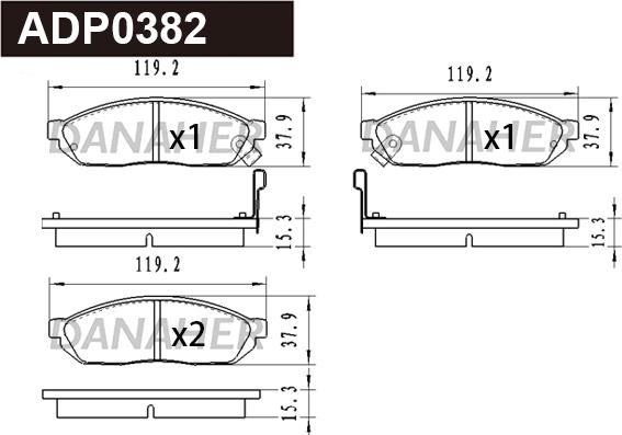 Danaher ADP0382 - Комплект спирачно феродо, дискови спирачки vvparts.bg
