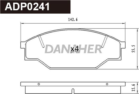 Danaher ADP0241 - Комплект спирачно феродо, дискови спирачки vvparts.bg