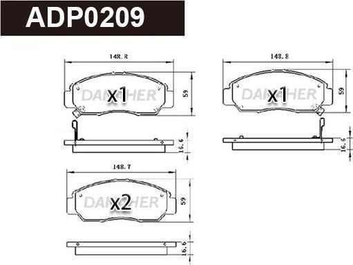 Danaher ADP0209 - Комплект спирачно феродо, дискови спирачки vvparts.bg