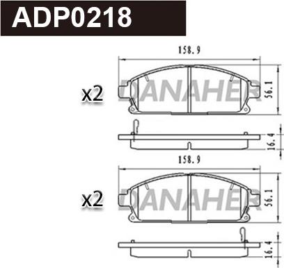 Danaher ADP0218 - Комплект спирачно феродо, дискови спирачки vvparts.bg