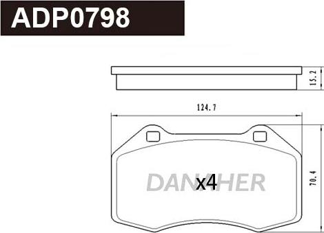 Danaher ADP0798 - Комплект спирачно феродо, дискови спирачки vvparts.bg