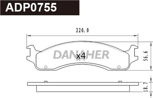 Danaher ADP0755 - Комплект спирачно феродо, дискови спирачки vvparts.bg