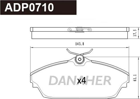 Danaher ADP0710 - Комплект спирачно феродо, дискови спирачки vvparts.bg