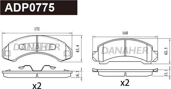 Danaher ADP0775 - Комплект спирачно феродо, дискови спирачки vvparts.bg