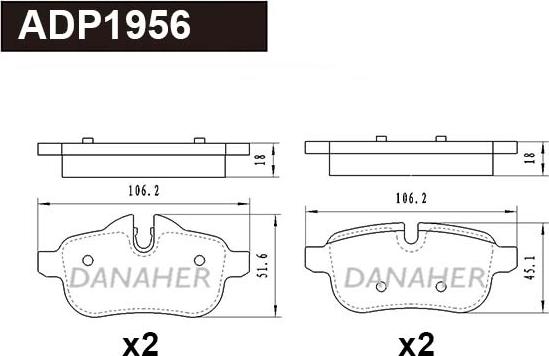 Danaher ADP1956 - Комплект спирачно феродо, дискови спирачки vvparts.bg