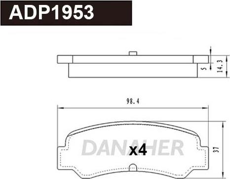 Danaher ADP1953 - Комплект спирачно феродо, дискови спирачки vvparts.bg