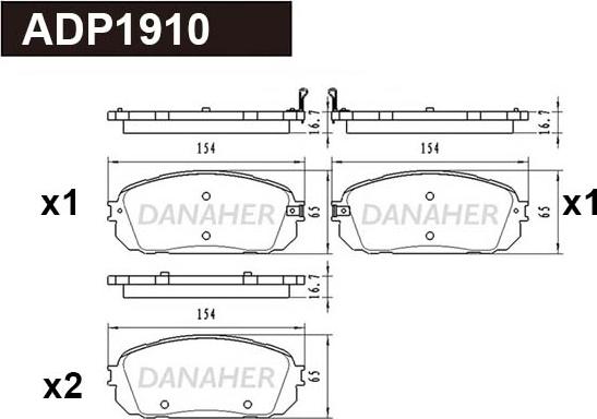 Danaher ADP1910 - Комплект спирачно феродо, дискови спирачки vvparts.bg
