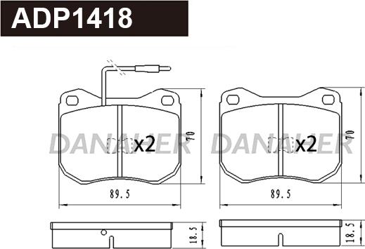 Danaher ADP1418 - Комплект спирачно феродо, дискови спирачки vvparts.bg