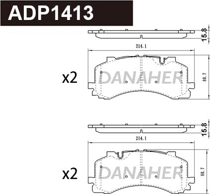 Danaher ADP1413 - Комплект спирачно феродо, дискови спирачки vvparts.bg