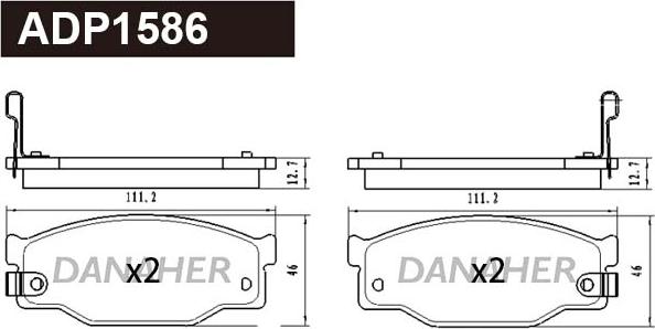 Danaher ADP1586 - Комплект спирачно феродо, дискови спирачки vvparts.bg