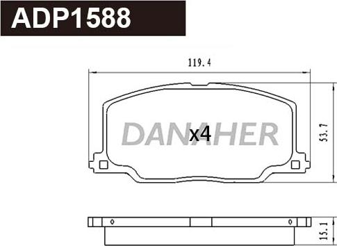 Danaher ADP1588 - Комплект спирачно феродо, дискови спирачки vvparts.bg