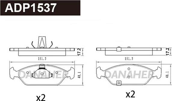 Danaher ADP1537 - Комплект спирачно феродо, дискови спирачки vvparts.bg