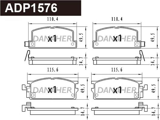 Danaher ADP1576 - Комплект спирачно феродо, дискови спирачки vvparts.bg