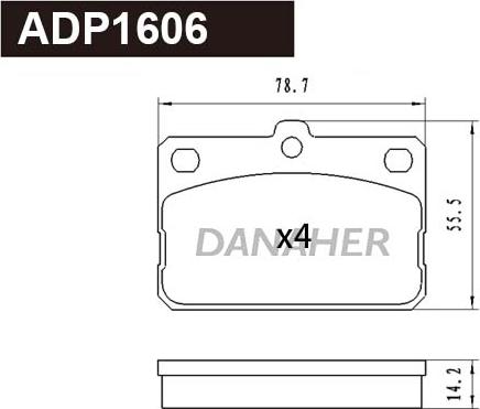 Danaher ADP1606 - Комплект спирачно феродо, дискови спирачки vvparts.bg