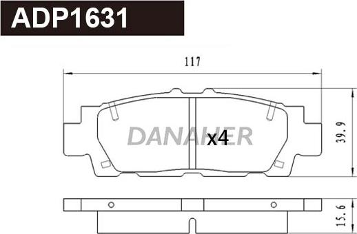 Danaher ADP1631 - Комплект спирачно феродо, дискови спирачки vvparts.bg