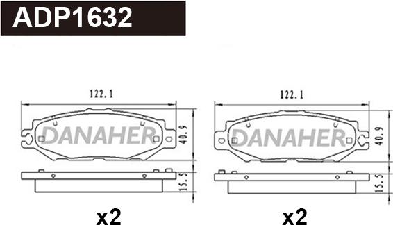 Danaher ADP1632 - Комплект спирачно феродо, дискови спирачки vvparts.bg