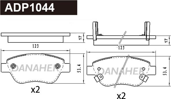 Danaher ADP1044 - Комплект спирачно феродо, дискови спирачки vvparts.bg