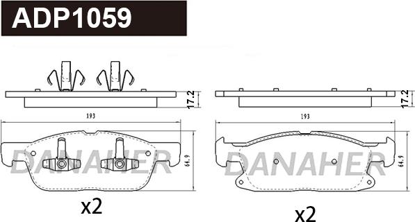 Danaher ADP1059 - Комплект спирачно феродо, дискови спирачки vvparts.bg