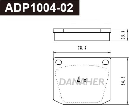 Danaher ADP1004-02 - Комплект спирачно феродо, дискови спирачки vvparts.bg