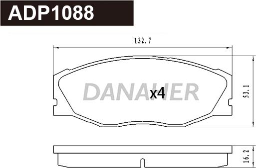 Danaher ADP1088 - Комплект спирачно феродо, дискови спирачки vvparts.bg