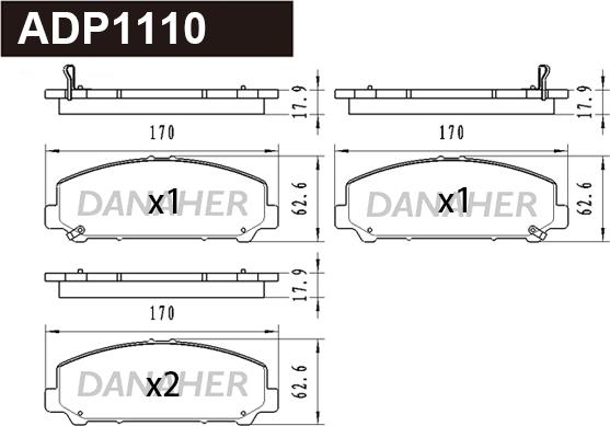 Danaher ADP1110 - Комплект спирачно феродо, дискови спирачки vvparts.bg