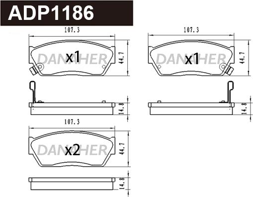 Danaher ADP1186 - Комплект спирачно феродо, дискови спирачки vvparts.bg