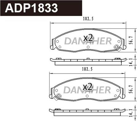 Danaher ADP1833 - Комплект спирачно феродо, дискови спирачки vvparts.bg