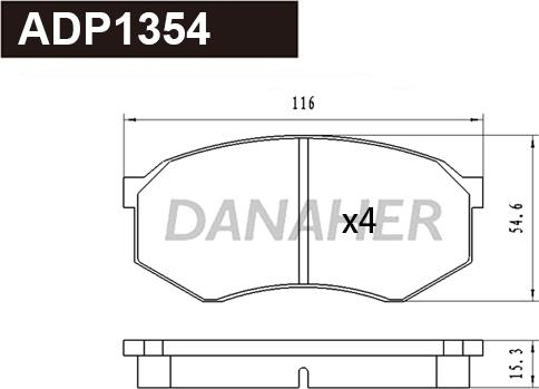 Danaher ADP1354 - Комплект спирачно феродо, дискови спирачки vvparts.bg