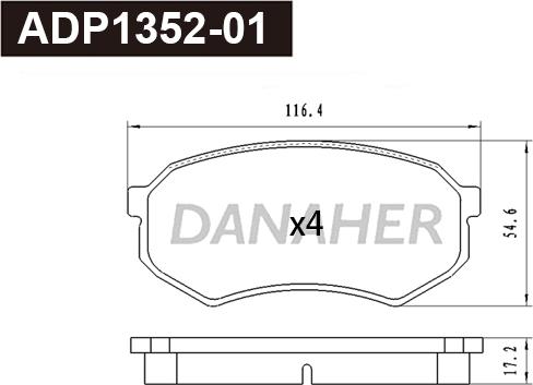 Danaher ADP1352-01 - Комплект спирачно феродо, дискови спирачки vvparts.bg