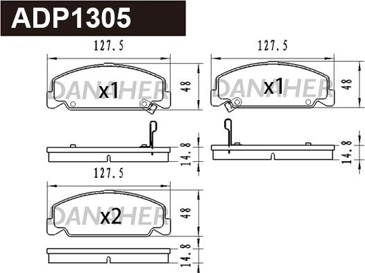 Danaher ADP1305 - Комплект спирачно феродо, дискови спирачки vvparts.bg